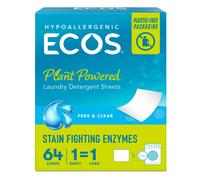 Ecos Lavandry Detergent Sheets Vegan No Jug de plstico No Mess & Liquid Free - Lavandera en lavadora - Hojas de detergente de lavandera con planta