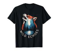 Ecos Salvajes Aullando Lobo Bosque Reflejo Camiseta