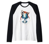 Ecos Salvajes Aullando Lobo Bosque Reflejo Camiseta Manga Raglan