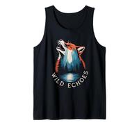 Ecos Salvajes Aullando Lobo Bosque Reflejo Camiseta sin Mangas