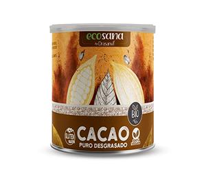 ECOSANA CACAO PURO DESGRASADO CERTIFICADO BIO by DRASANVI - Bajo contenido en materia grasa - 100% natural - Sin azúcares añadidos - VEGANO - SIN GLUTEN - 275g