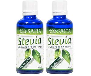 ECOSANA STEVIA by DRASANVI - Edulcorante líquido con 0% calorías y gran poder endulzante - VEGANO - SIN GLUTEN - 50ml (Paquete de 2)