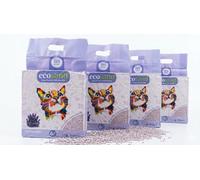 EcoSand Arena para Gatos de Tofu - Súper Premium, Suave y Aglutinante, Ecológica y Biodegradable, Control de Olores, Aroma Lavanda - 24L Pack de 4