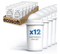 Ecosoft cartuchos para jarra filtrante, pack de 12 unidades | Filtro de agua potable doméstica, reduce el cloro, para un agua de mejor sabor