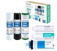 Ecosoft PURE AquaCalcium Mint - Set de 6 filtros de repuesto para ósmosis inversa, membrana RO 75 GPD y remineralizador de calcio, cambio cada 12 meses