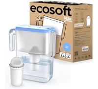 Ecosoft Slim Jarra Filtrante de Agua - Color Blue, Capacidad 3,5 L, Reduce Cloro y Cal, Diseño Compacto para Nevera, Incluye Filtro
