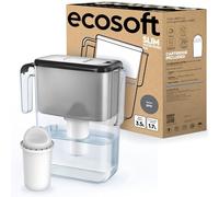 Ecosoft Slim Jarra Filtrante de Agua - Color Grey, Capacidad 3,5 L, Reduce Cloro y Cal, Diseño Compacto para Nevera, Incluye Filtro