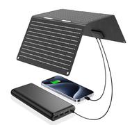 Ecosonique - Cargador solar portátil plegable de 30 W con USB C, USB A, carga rápida, impermeable, para camping, mochileros, compatible con teléfono celular, iPhone, iPad, Samsung Galaxy, LG, baterías