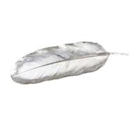 ecosoul Bandeja con forma de hoja plateada, forma de hoja alargada, de resina, diseño decorativo atemporal, bandeja para servir decoración, 43 x 12 x 4 cm