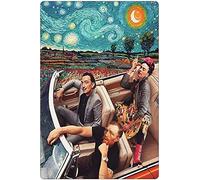 Ecostan Funvintage - Póster de Van Gogh y amigos estrellados para bar, club, cafetería, dormitorio, oficina, hogar, decoración de pared, póster de metal de 8 x 12 pulgadas