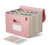EcoStash Carpeta Clasificadora Acordeón, 12 Bolsillos Archivador A4 de Paja de Trigo, Clasificador Documentos Expandibles, Libre de BPA, Regreso a la Naturaleza, Vida Saludable - Rosa Fresa