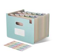 EcoStash Carpeta Clasificadora Acordeón, 12 Bolsillos Archivador A4 de Paja de Trigo, Clasificador Documentos Expandibles, Vertical, Libre de BPA, Regreso a la Naturaleza, Vida Saludable - Azul Cielo