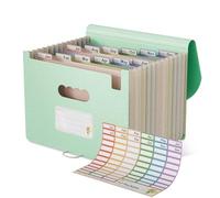 EcoStash Carpeta Clasificadora Acordeón, 12 Bolsillos Archivador A4 de Paja de Trigo, Clasificador Documentos Expandibles, Libre de BPA, Regreso a la Naturaleza, Vida Saludable - Azul Menta