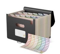 EcoStash Carpeta Clasificadora Acordeón, 12 Bolsillos Archivador A4 de Paja de Trigo, Clasificador Documentos Expandibles, Libre de BPA, Regreso a la Naturaleza, Vida Saludable - Negro Natural