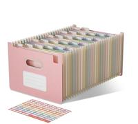 EcoStash Carpeta Clasificadora Acordeón, 26 Bolsillos Archivador A4 de Paja de Trigo, Clasificador Documentos Expandibles, Vertical, Libre de BPA, Regreso a la Naturaleza, Vida Saludable - Rosa Fresa