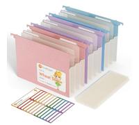 EcoStash Carpetas Colgantes A4 para Archivador de Paja de Trigo, Bolsillos Expansibles de 12 cm, Sin BPA, Regreso a la Naturaleza, Vida Saludable, Archivador Documentos Oficina - Pack de 3