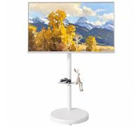 ECOTINY Soporte de TV ajustable con ruedas para televisores de 37 a 86 pulgadas, capacidad de carga de 50 kg, formato vertical y horizontal, carrito de TV móvil estable con estante, máx. VESA 600 x