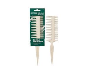 EcoTools Peine de doble cara, dientes anchos y estrechos para desenredar y peinar, punta de sección, peine de bambú para todo tipo de cabello, antiroturas, vegano y libre de crueldad, 1 unidad