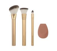 EcoTools – Kit de brochas Precious Metals Face Blend + Sculpt – Aluminio reciclado – 4 piezas
