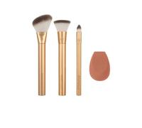 EcoTools – Kit de brochas Precious Metals Face Blend + Sculpt – Aluminio reciclado – 4 piezas