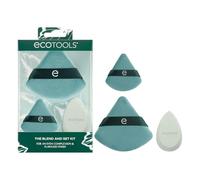 EcoTools The Blend And Set 3 Piece Makeup Sponge & Puff Set | Juego de aplicadores de belleza para fórmulas líquidas y en polvo; licuadora difuminadora y ajuste de polvo para una mezcla y