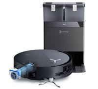 ECOVACS X8 Omni Robot Aspirador Lavadora con Estación Omni, Aspirador Robot 18000Pa, Limpieza automática instantánea OZMO Roller, Lavado a Agua Caliente 75 ℃, Vaciado automático, Negro