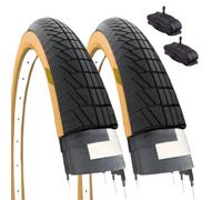 ECOVELO 2 Copertoni 20 x 1.75 (47-406) + 2 Camere con Valvola America per Graziella Bicicletta Bici City Bike Nero para