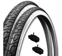 ECOVELO 2 Copertoni 24 X 1 3/8 + 2 Camere Americane 2 Cubiertas, Unisex Adulto, Blanco/Negro