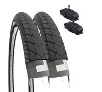 ECOVELO 2 Copertoni 26 X 1 3/8 (37-590) + Camere D’Aria Pneumatici Bianchi X City Bike Stradale Adulto Vintage Neumático, Negro, 26