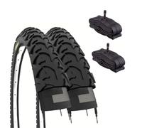 Ecovelò 2 12 1/2 x 1,75 x 2 1/4 (47-203) + cámaras con válvula Americana neumáticos Goma Bicicleta MTB niño, Adultos Unisex, Nero, Talla única