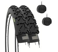 ECOVELO 2 Neumáticos 26 x 1.90 2 Cubiertas MTB (50-559) + cámaras, Adultos Unisex, Negro
