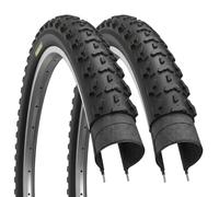 Ecovelo 2 neumáticos 26 x 1,95 (53-559) negros Mountain Bike para MTB bicicleta con tacos