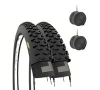 Ecovelò, 2 neumáticos MTB 24 X 1.95 (50-507) + Habitaciones Unisex Niño, Negro
