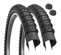 ECOVELO 2 neumáticos MTB 26 x 1,95 (53 - 559) + 2 cámaras de aire para bicicleta MTB color negro