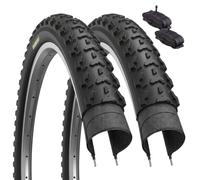 ECOVELO 2 neumáticos MTB 26 x 1,95 (53 - 559) + 2 cámaras de aire Schrader para MTB bicicleta negra bicicleta Mountain Bike
