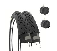 Ecovelò 2 neumáticos Negros 700 x 35 C (37-622) + cámaras de Aire para Bicicleta de Ciudad de Trekking 700 x 35 28 1 5/8 3/8