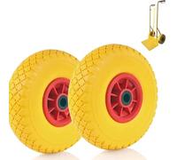 Ecovelò 2 Ruote Piene 3.00-4 ANTIFORATURA in Poliuretano Pneumatico Pieno per Carrello CARRIOLA PORTASACCHI CARRELLINO Portapacchi, Unisex Adulto, Giallo/Rosso, Unica, Taglia unica