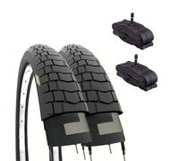 ECOVELO América Neumáticos 20 x 1,95 (50-406) + cámaras de Aire válvula Americana, Adultos Unisex, Negro, 20