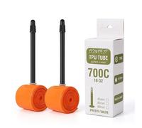 Ecovelo' Camere d’Aria 700C x 18-32 in TPU Arancione per Bici da Corsa 40g, Valvola Presta Lunga (45 65 85 mm) Bici da Corsa, Road Racing, Gravel, Trekking, Ultra Leggero (2 CAMERE D'ARIA, 45mm)