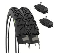 Ecovelò Negro 2 Cubiertas MTB De 26 X 1,90 (50-559) + Cámaras Americanas Neumáticas Tachadas, Bicicleta De Montaña De 26 Pulgadas