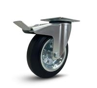 ECOVELO' RUOTE GIREVOLI CON FRENO 160/200 mm ROTELLE SILENZIOSE PIROETTANTI IN GOMMA, PER CARRELLO CARICHI PESANTI MOBILI,ELETTRODOMESTICI, BANCHI DA LAVORO (160 mm, 1)