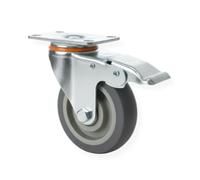 Ecovelo' Set Rotelle Girevoli da 100 x 31 Ruote 100 mm Antigraffio Silenziose in Gomma TPR e Acciaio Zincato | Piastra Fissaggio 4 Fori Ruote per Mobili, Carrelli, eletrodomeastici, Banchi da Lavoro