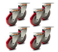 Ecovelo' Set Rotelle - Ruote Girevoli silenziose in Poliuretano Antitraccia, Alta Portata, Anti-Corrosione, Rotazione 360°, Ideali per Carrelli, Scaffali, Banchi da lavoro,Attrezzature (125 mm, 8)