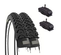 ECOVELO V.A. 2 neumáticos MTB 26 x 1,95 (50-559) + cámaras con válvula Americana, Adultos Unisex, Nero, Talla única