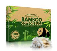 EcoWisper Bastoncillos de algodón de bambú - 500 almohadillas de algodón ecológicas - Bastoncillos de algodón para bebés sin plástico biodegradables - para maquillaje, manualidades, limpieza e higiene