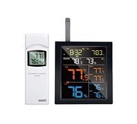 ECOWITT Estación meteorológica inalámbrica WN1821, pantalla LCD interior con detector de CO2, sensor de humedad de temperatura multicanal, sensor de presión, como puerta de enlace, acoplable con