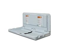 ECR4Kids Cambiador de bebé montado en la pared, mesa horizontal plegable para cambiar pañales con correas de seguridad para baños comerciales, cumple con ADA y ANSI, correas de repuesto gratis, gris