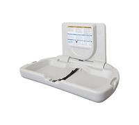 ECR4KIDS Cambiador horizontal con respaldo delgado, mesa de cambiador de pañales para baño comercial, montado en la pared, cambiador plegable que ahorra espacio con correas de seguridad y ganchos para