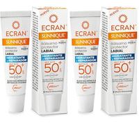 Ecran Sunnique Bálsamo Protector Labial SPF 50+ - Hidratante y Reparador con Ácido Hialurónico y Péptidos de Colágeno - 10 ml (Paquete de 2)