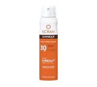 Ecran Sunnique - Bruma Invisible Protectora Solar FPS 30, Protección Alta UVB + UVA e IR-A, Refuerza las Defensas Antioxidantes De La Piel, Fórmula con VitEox 80, para Toda la Familia - 75 ml
